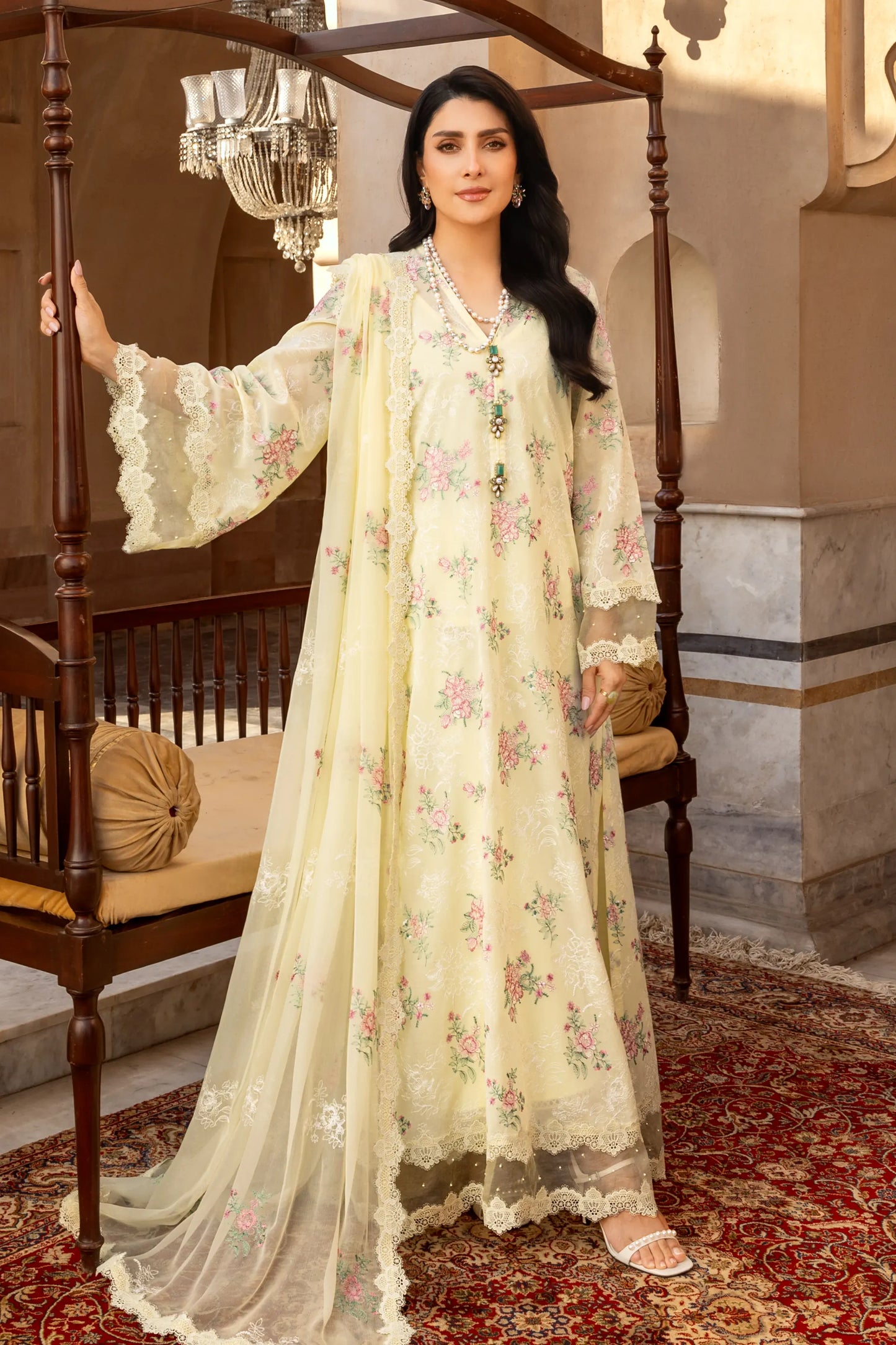 Fabareeze Yellow 3 PC Lawn Embroidered