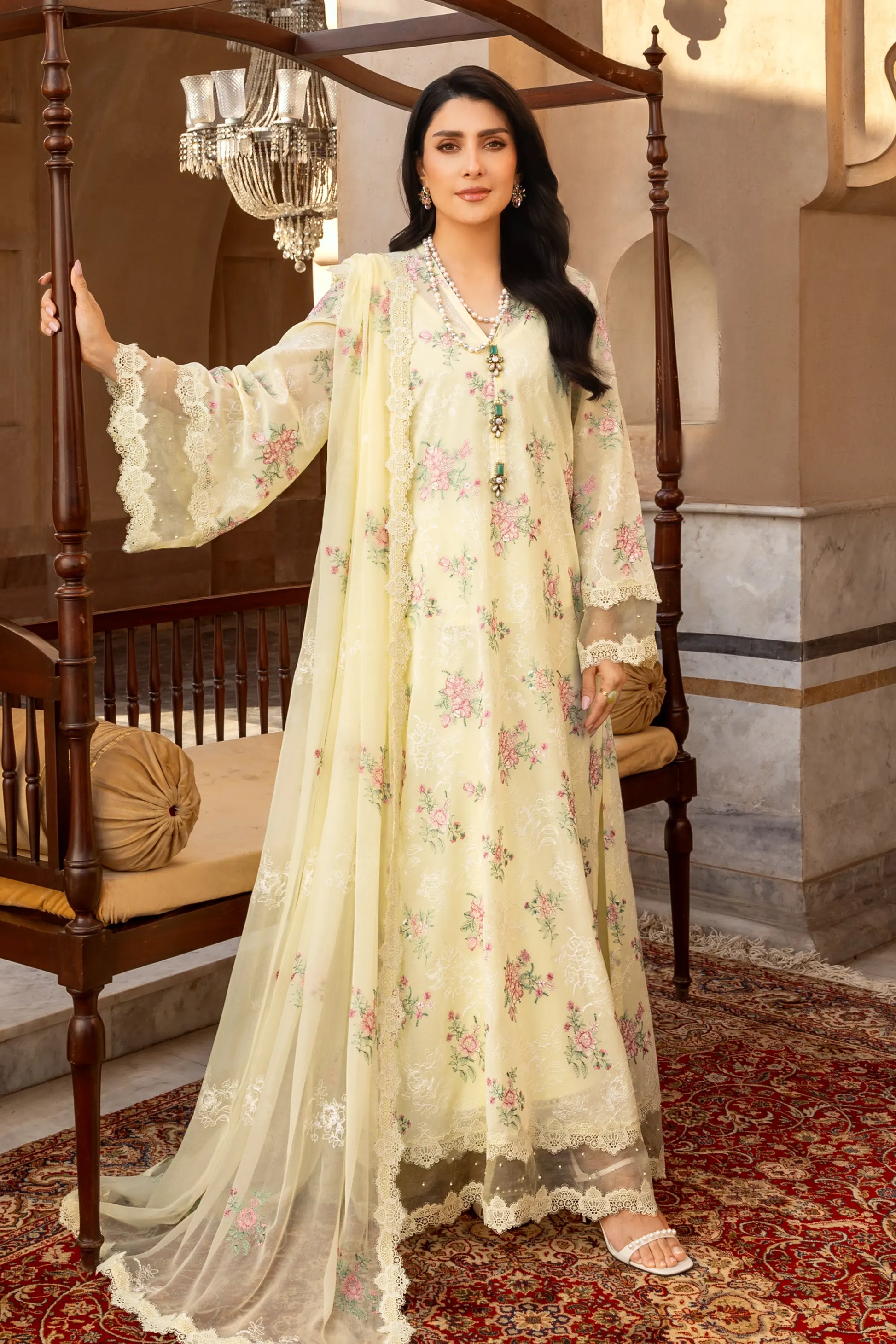 Fabareeze Yellow 3 PC Lawn Embroidered