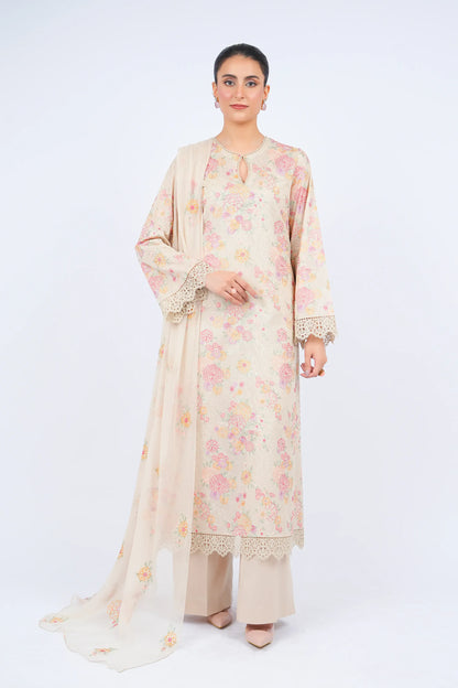 Fabareeze Beige 3 PC Lawn Embroidered