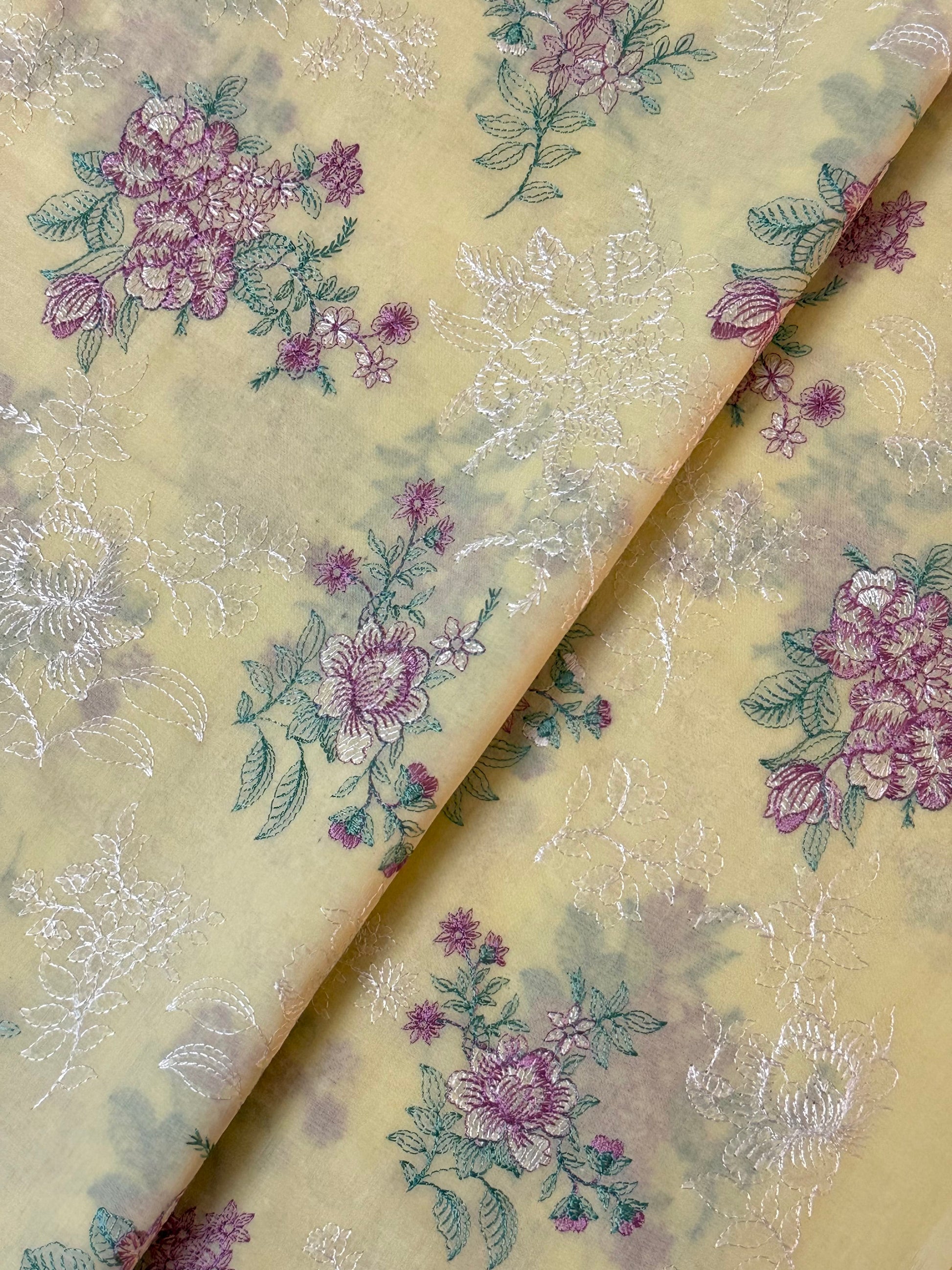 Fabareeze Yellow 3 PC Lawn Embroidered