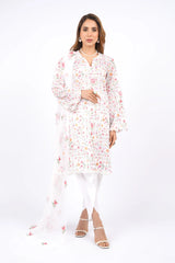 Fabareeze White 3 PC Lawn Embroidered