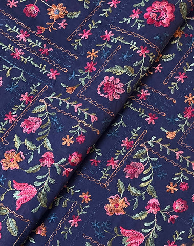 Fabareeze Navy blue 3 PC Lawn Embroidered