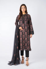 Fabareeze Navy blue 3 PC Lawn Embroidered