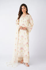 Fabareeze Off white 3 PC Lawn Embroidered