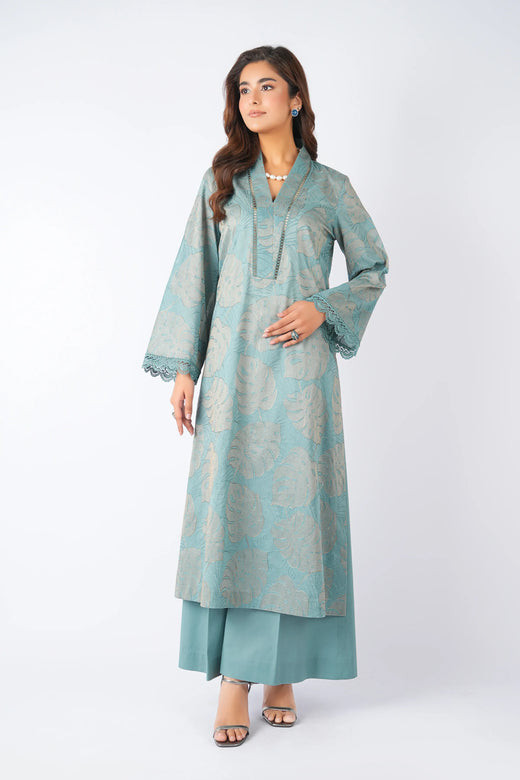 Green Embroidered Lawn
