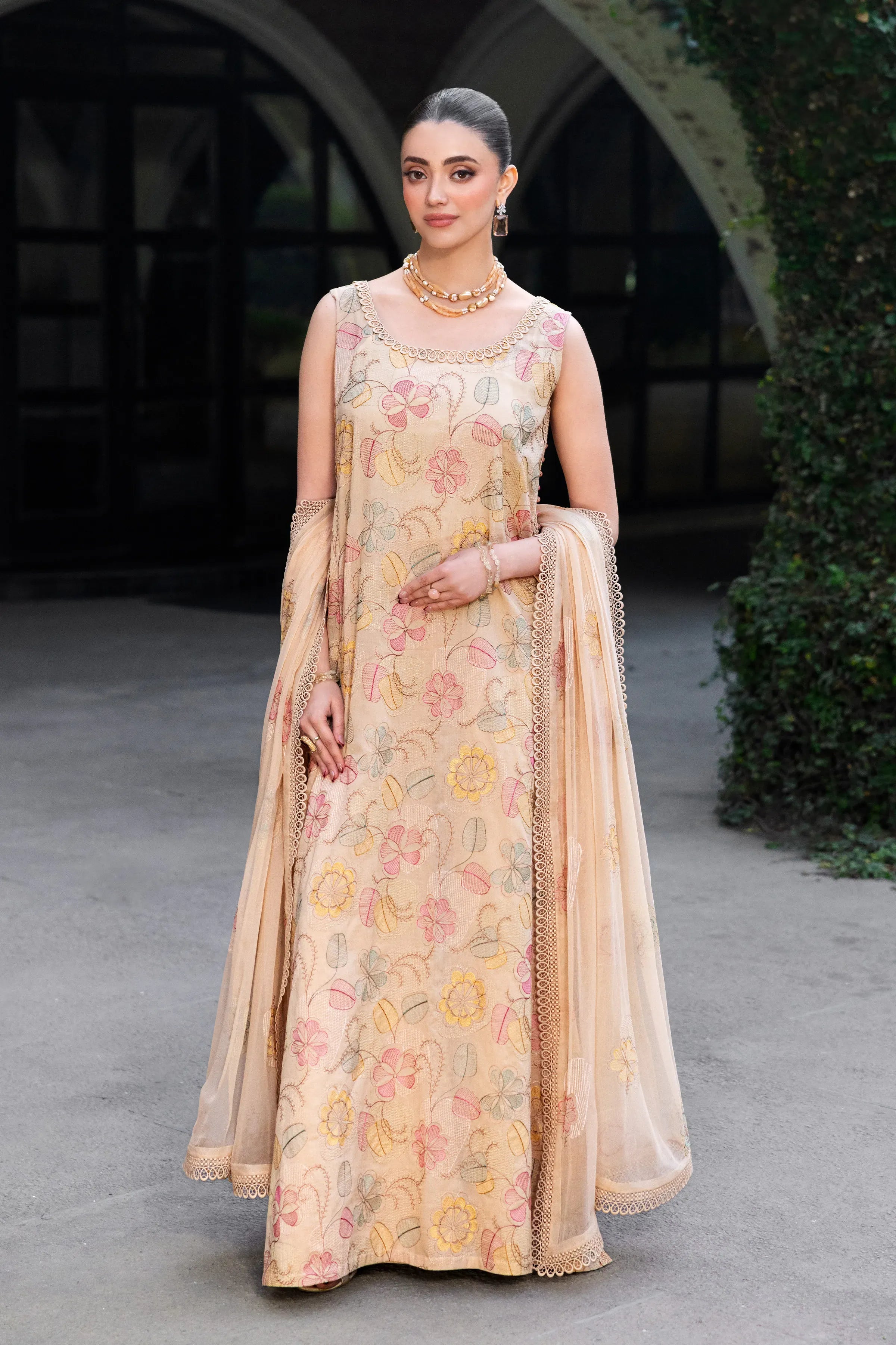 Fabareeze Beige 3 PC Lawn Embroidered