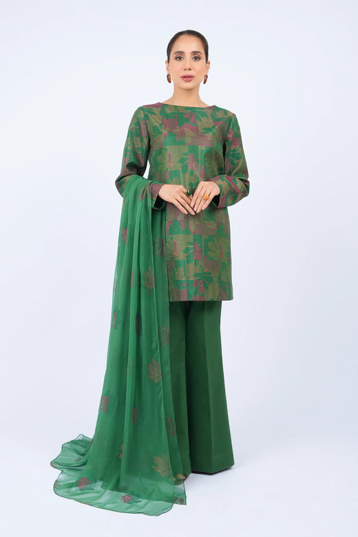 Green Embroidered Lawn