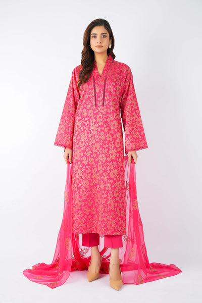 Fabareeze Red 3 PC Lawn Embroidered