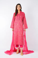 Fabareeze Red 3 PC Lawn Embroidered