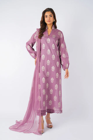 Fabareeze Dark purple 3 PC Lawn Embroidered