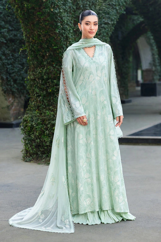 Green Embroidered Lawn