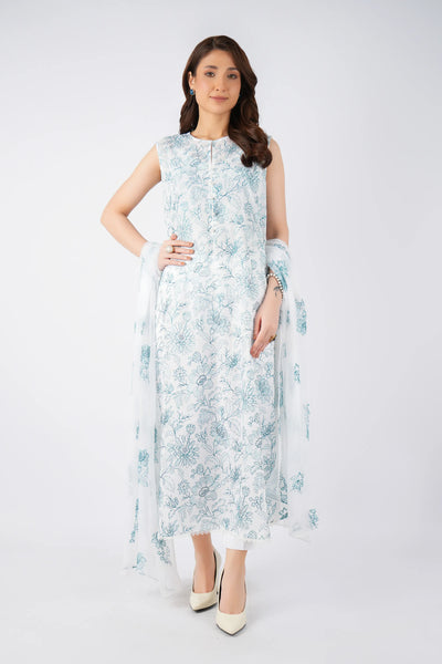 Fabareeze White 3 PC Lawn Embroidered