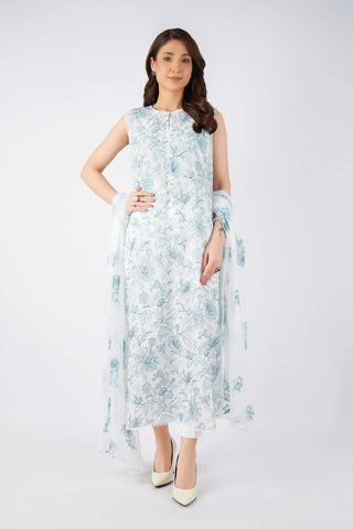 Fabareeze White 3 PC Lawn Embroidered