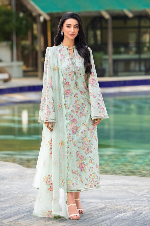 Green Embroidered Lawn