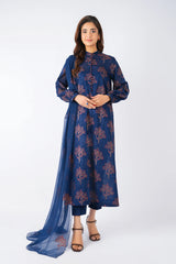 Fabareeze Navy blue 3 PC Lawn Embroidered