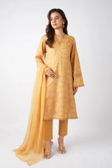 Fabareeze Mustard 3 PC Lawn Embroidered