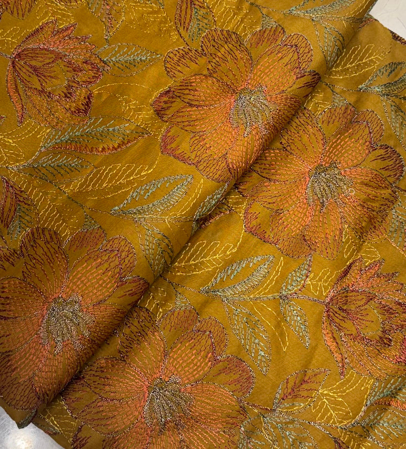 Fabareeze Mustard 3 PC Lawn Embroidered