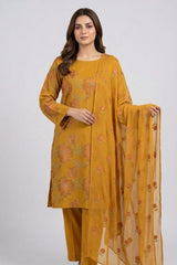 Fabareeze Mustard 3 PC Lawn Embroidered