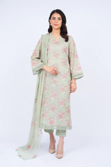 Fabareeze Olive green 3 PC Lawn Embroidered