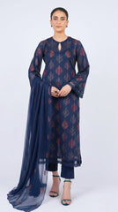Fabareeze Navy blue 3 PC Lawn Embroidered