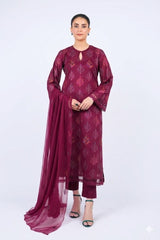 Fabareeze Maroon 3 PC Lawn Embroidered
