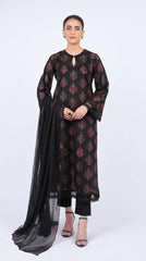 Fabareeze Black 3 PC Lawn Embroidered