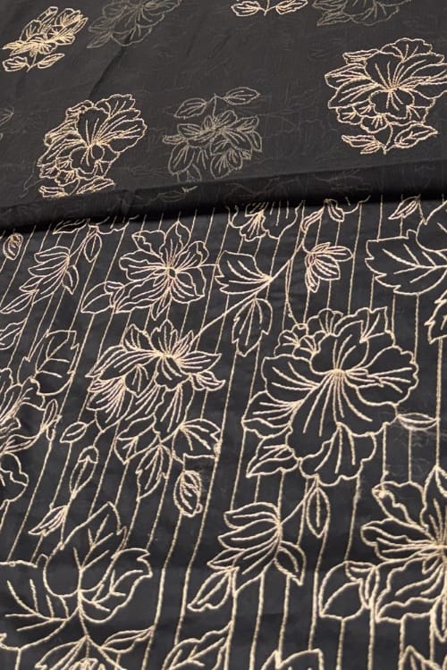 Fabareeze Black 3 PC Lawn Embroidered