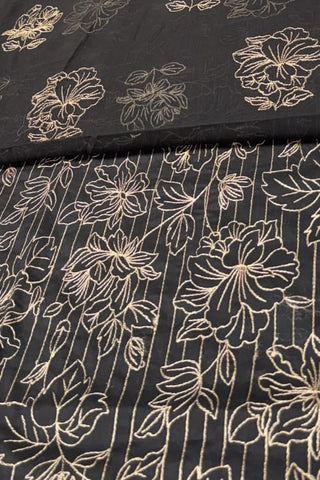 Fabareeze Black 3 PC Lawn Embroidered