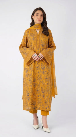 Fabareeze Mustard 3 PC Lawn Embroidered