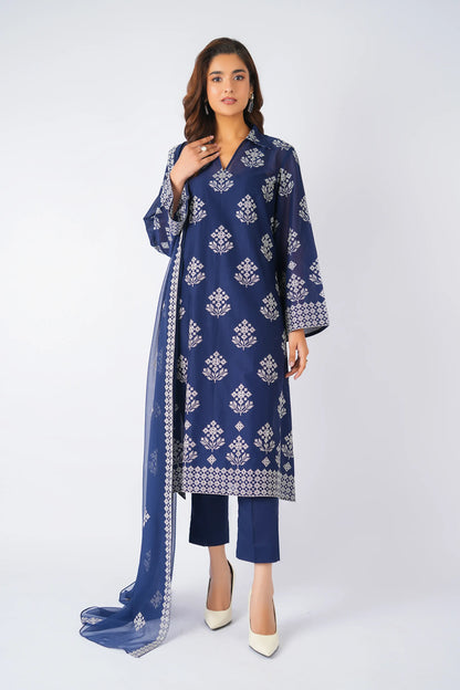 Fabareeze Navy blue 3 PC Lawn Embroidered