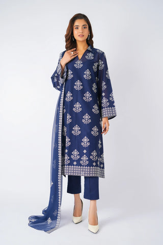Fabareeze Navy blue 3 PC Lawn Embroidered