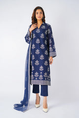 Fabareeze Navy blue 3 PC Lawn Embroidered