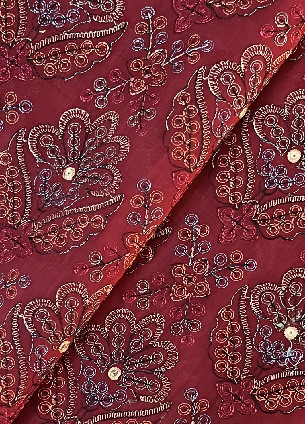 Fabareeze Red 3 PC Lawn Embroidered