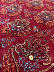 Fabareeze Red 3 PC Lawn Embroidered