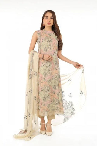 Fabareeze Beige 3 PC Lawn Embroidered