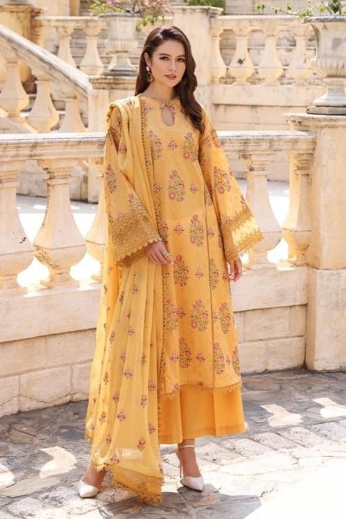 Fabareeze Mustard 3 PC Lawn Embroidered