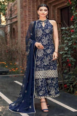 Fabareeze Navy blue 3 PC Lawn Embroidered
