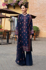 Fabareeze Navy blue 3 PC Lawn Embroidered