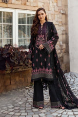 Fabareeze Black 3 PC Lawn Embroidered