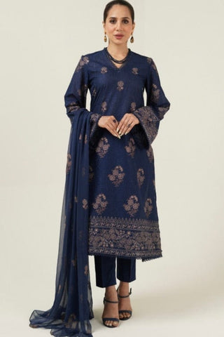 Fabareeze Navy blue 3 PC Lawn Embroidered