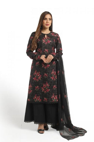 Fabareeze Black 3 PC Lawn Embroidered