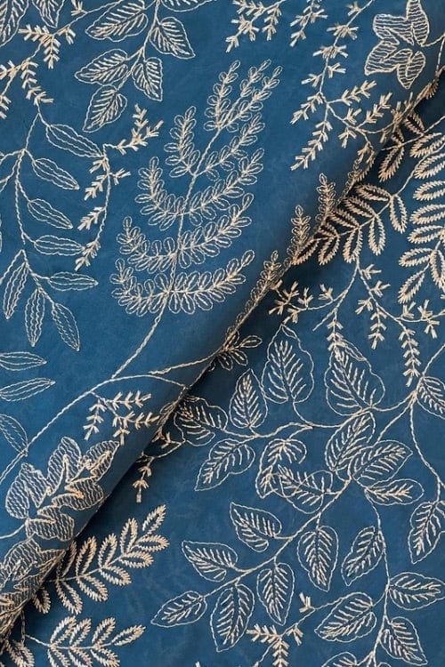 Fabareeze Zinc blue 3 PC Lawn Embroidered