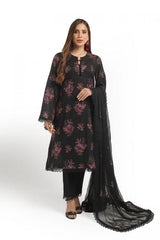 Fabareeze Black 3 PC Lawn Embroidered