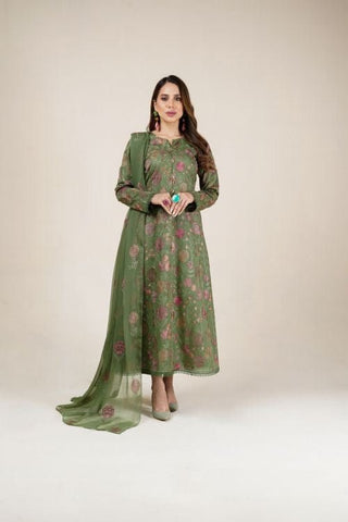 Fabareeze Green 3 PC Lawn Embroidered