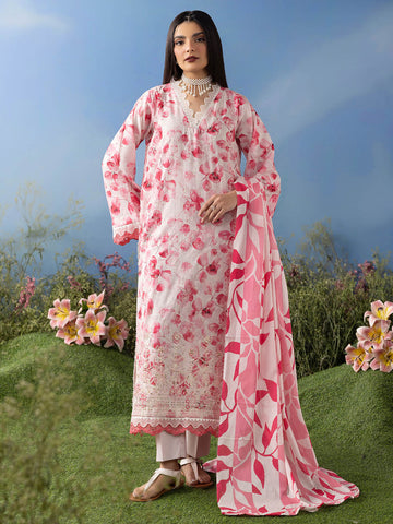 Fabareeze 3 PC Lawn Printed Emb Handmade