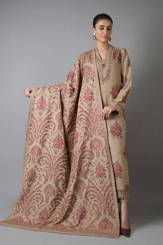 Beige Shawl Set