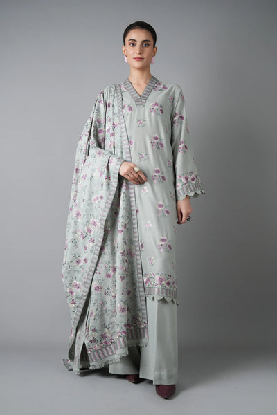 Fabareeze Ash grey 3 pc Shawl set