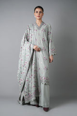 Fabareeze Ash grey 3 pc Shawl set