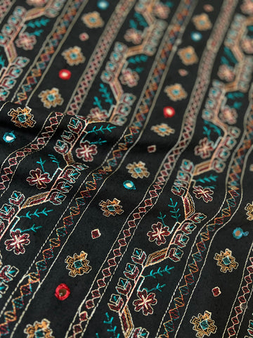 Fabareeze Black 3 PC Shisha work Karandi