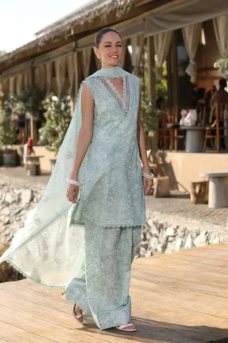 Fabareeze Light Aqua 3 PC Swiss Lawn Embroidered